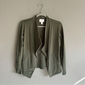 Caslon Cotton Green Open Front Cardigan XS Petite